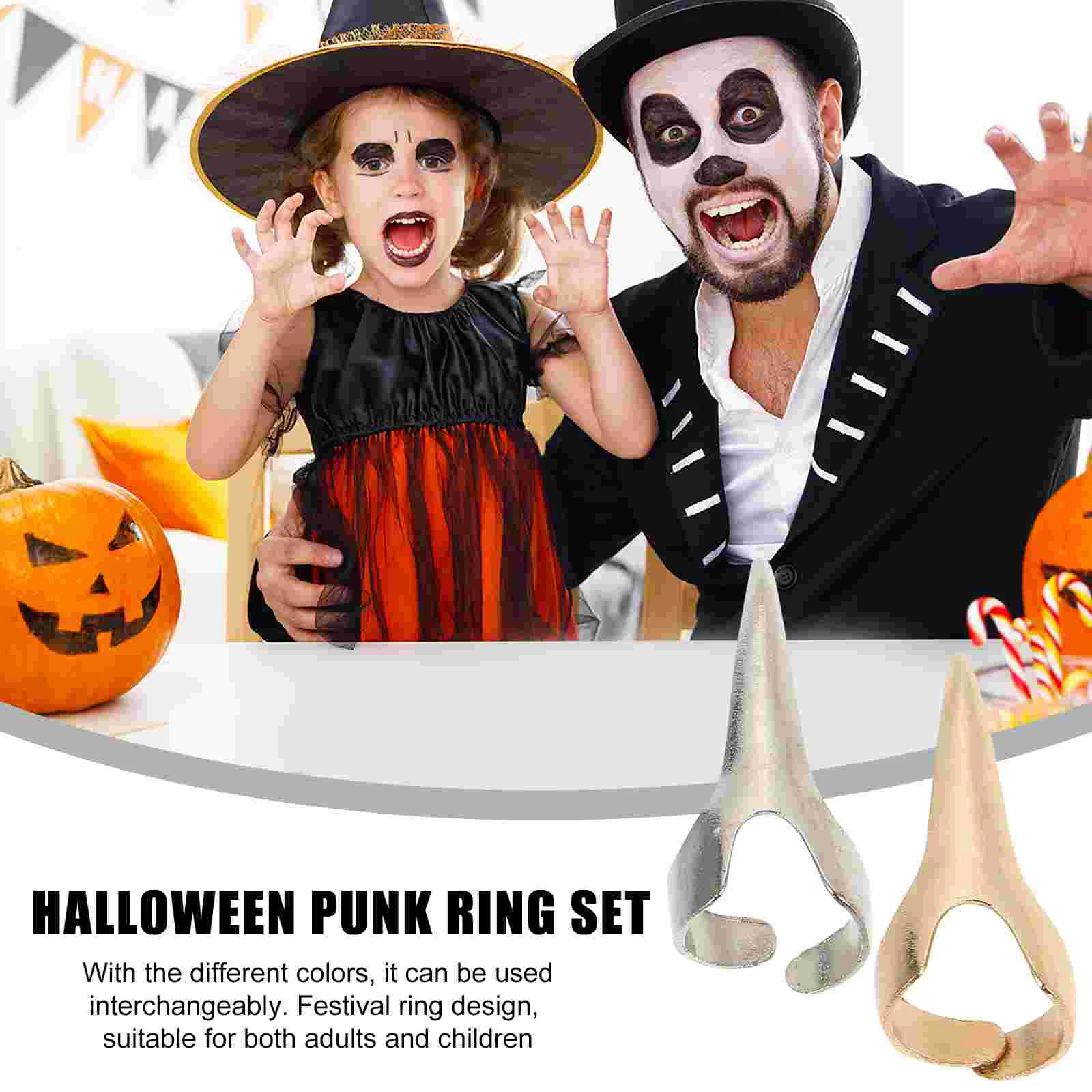 8 Pcs Halloween Ring Set Decor Finger Accessory Punk Party Festival Chic Rings Alloy Fashionable Accessories