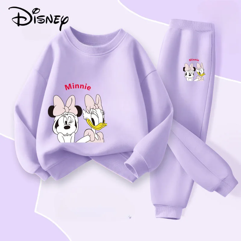 ديزني ربيع الخريف مجموعة ملابس الأطفال ميني ديزي طباعة الفتيات البلوز Sweatpant 2 قطعة دعوى الاطفال رقيقة رياضية