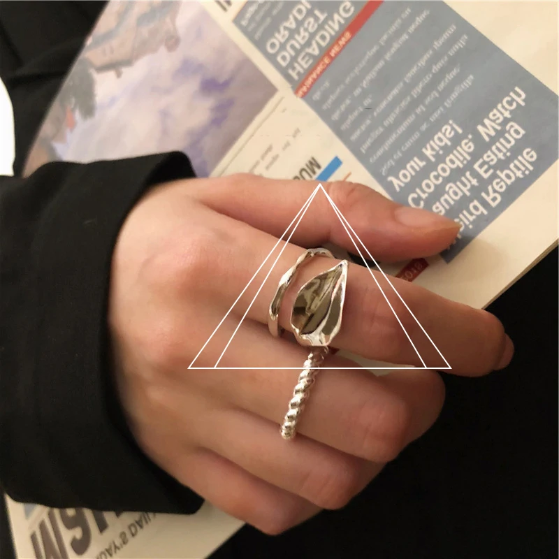 925 Sterling Silver Smooth Surface Leaf Adjustable Rings For Women Wedding Elegant Luxury Vintage Wholesale Jewellery Argent 925