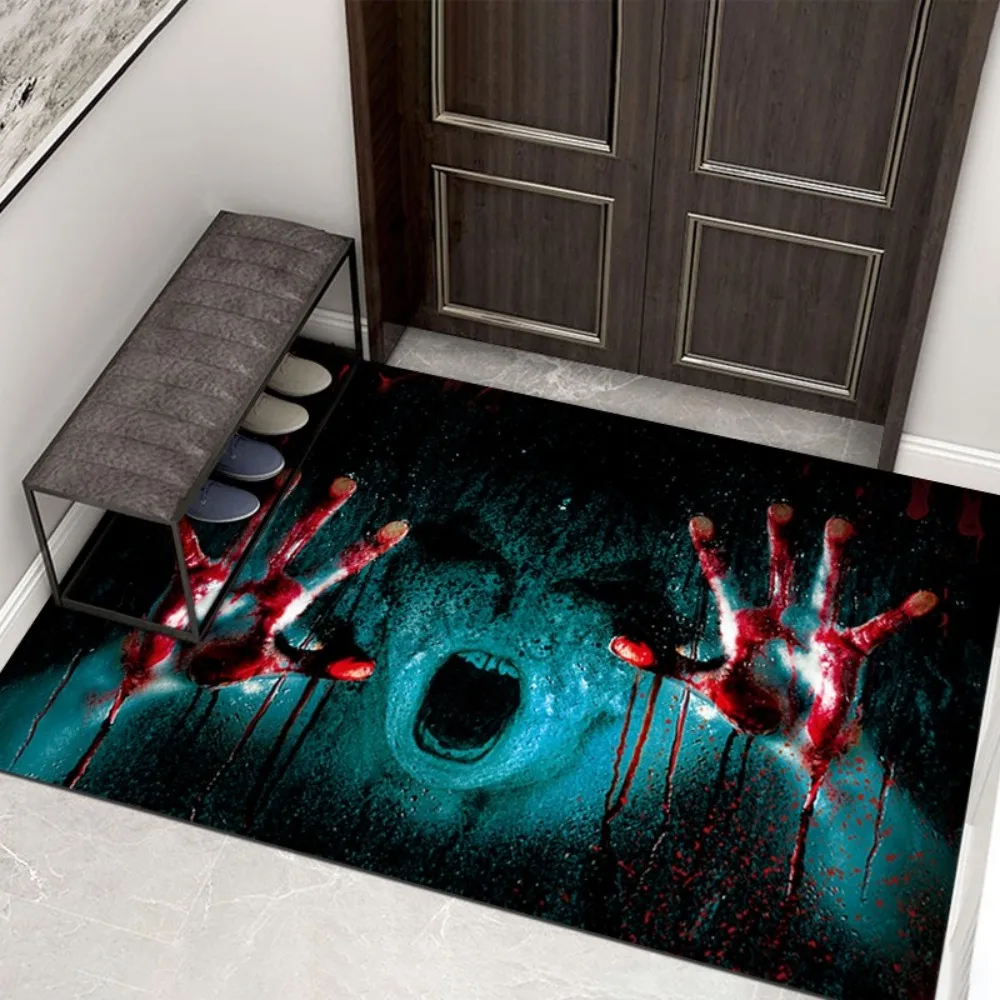 

VIKAMA Halloween Themed Entrance Door Mat Anti Slip Doormat For The Entrance Hall Pumpkin And Bat Entrance Decoration Mat