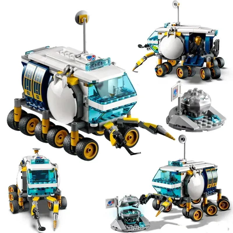 Juegos de ladrillos compatibles serie City, bloques de construcción, vehículo itinerante Lunar, nave espacial, estación espacial, juguetes para niños, regalos 60348