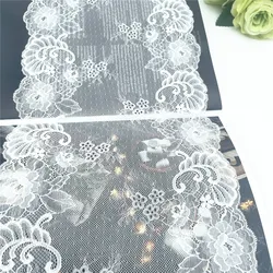 3y/lot Width 24cm 9 1/2 inch White Elastic Stretch Lace For Clothing Accessories Dress Sewing Applique Costume Lace Dress Fabric