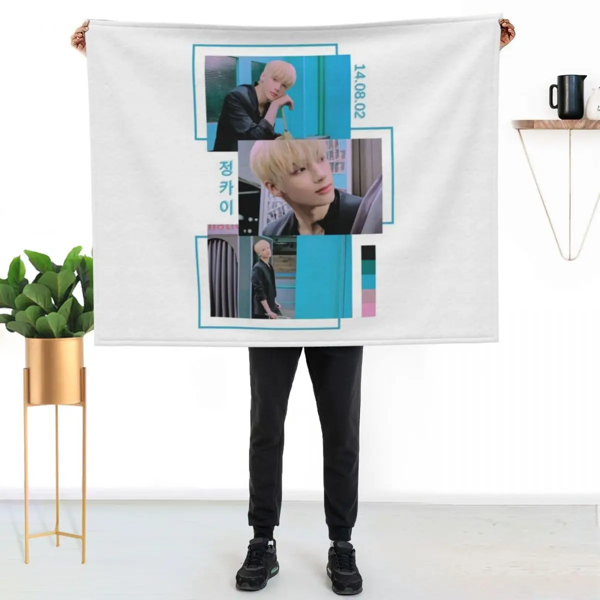 

TXT Huening Kai FREEZE Concept Collage Throw Blanket Multi Use Warm Blanket for Living Room Bedroom