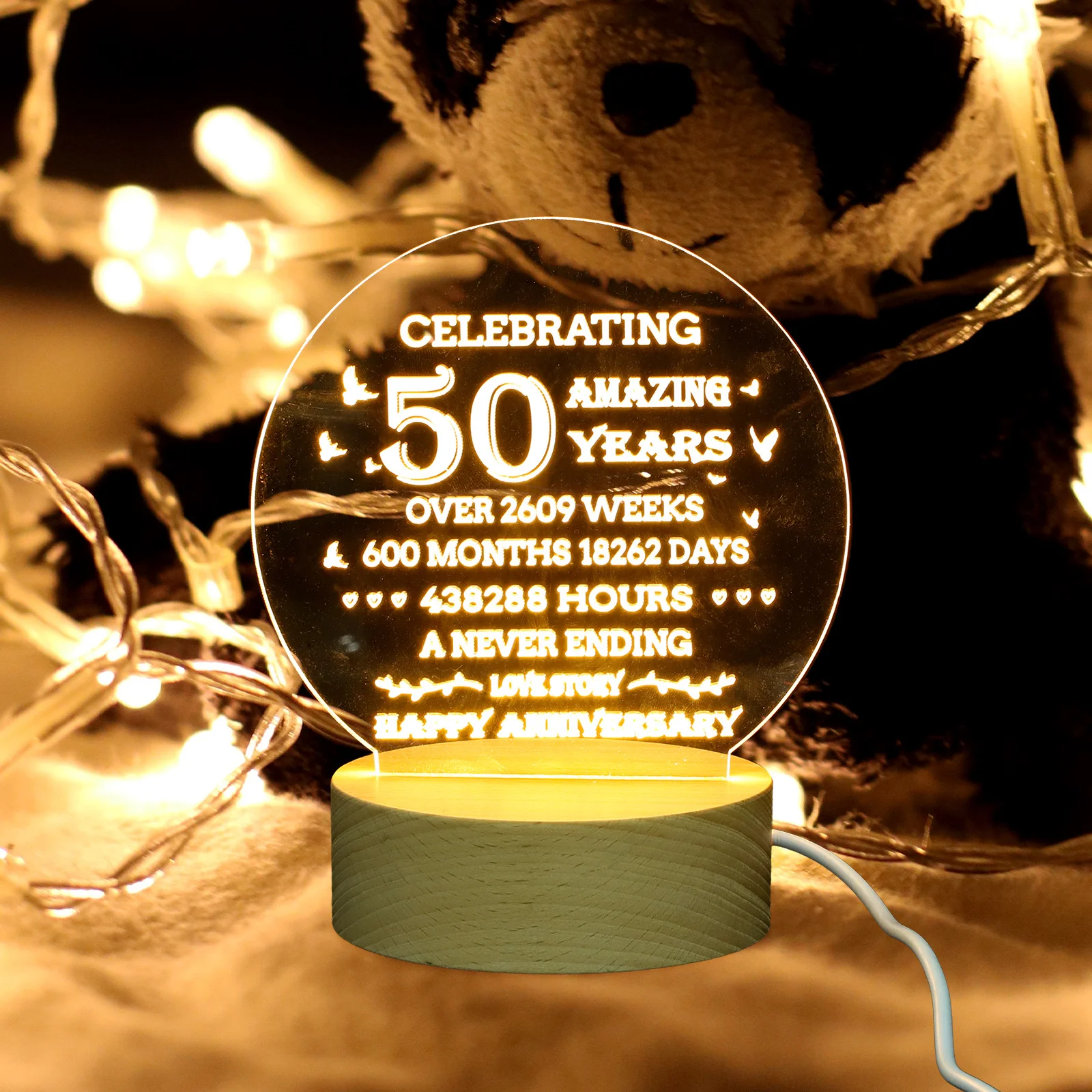 

Anniversary Night Light Decorative Acrylic Engraved Night Lamp USB Romantic Bedroom Table Lamp Gift Anniversary Gifts