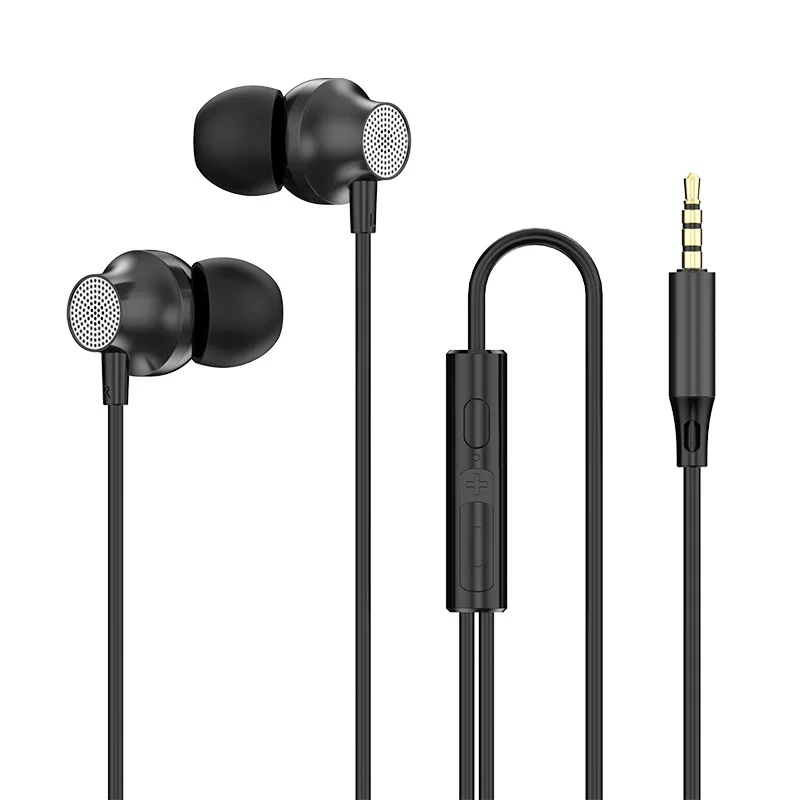 2Pcs Metal Earphones In-ear Wired 3.5mm Round Port Type-C Flat Port Mobile Phone Wire Control Heavy Bass Earplugs