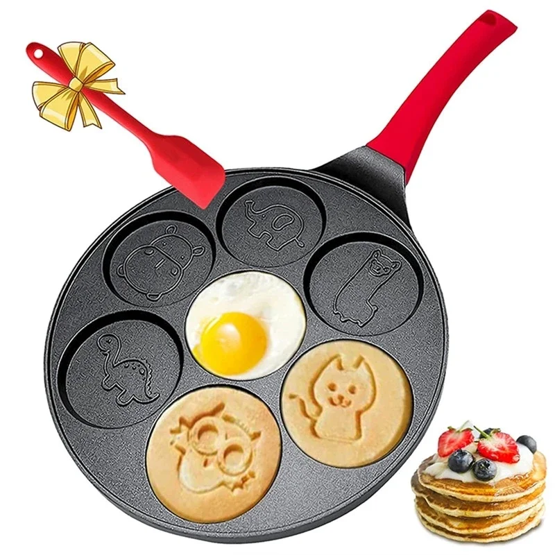 7 Animal Face Designs Round Ceramic Pancake Pan Nonstick Mini Griddle Home Breakfast Pot - Kitchen Pans