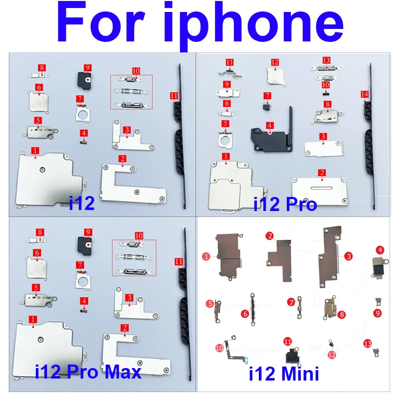 

Full Body Inner Small Metal Iron For iPhone 12/12 Pro/12 Pro Max /12 Mini Holder Bracket Shield Plate Set Kit Replacement Parts