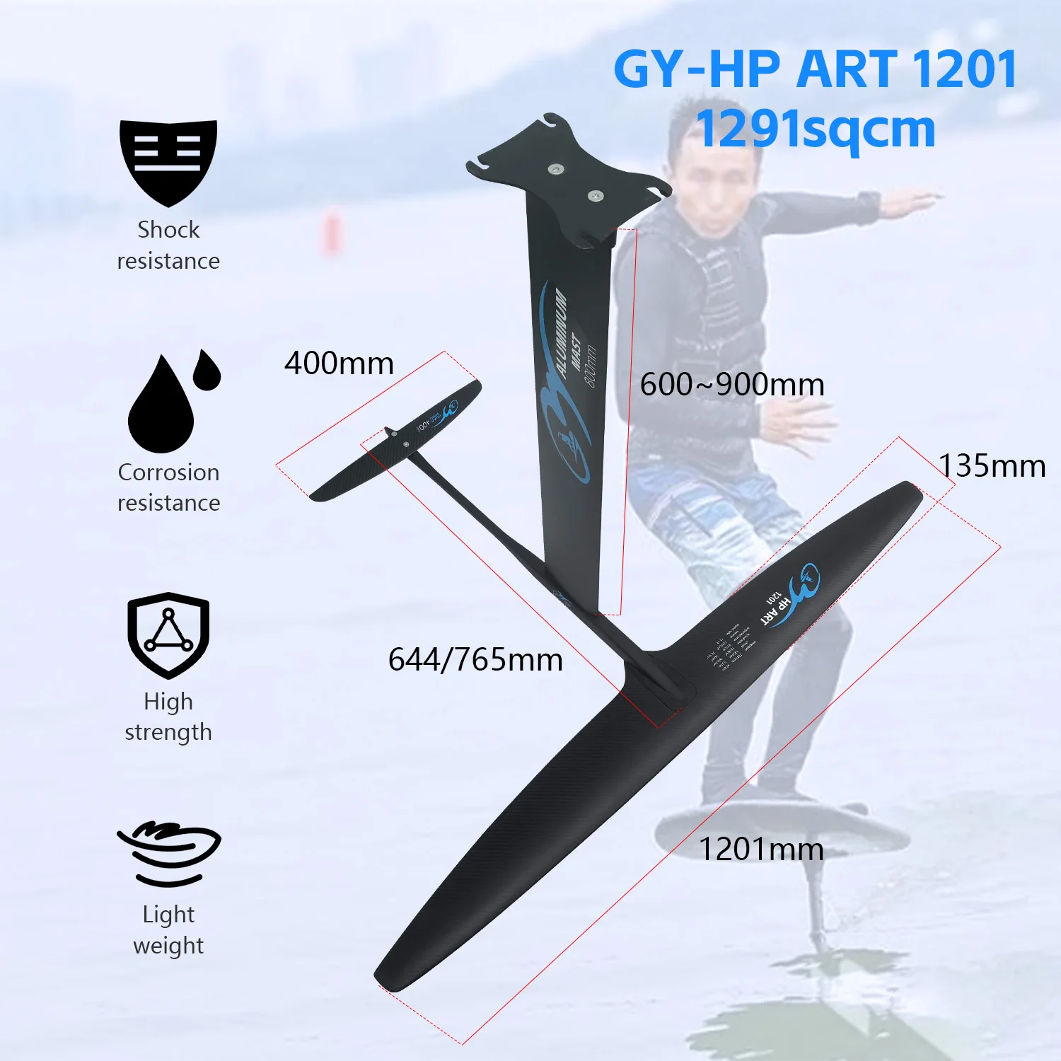 High Performance Carbon Fiber Water Sports Topspeed GY ART1201 1291sqcm Wingfoil Foil Board Surfing Hydrofoil