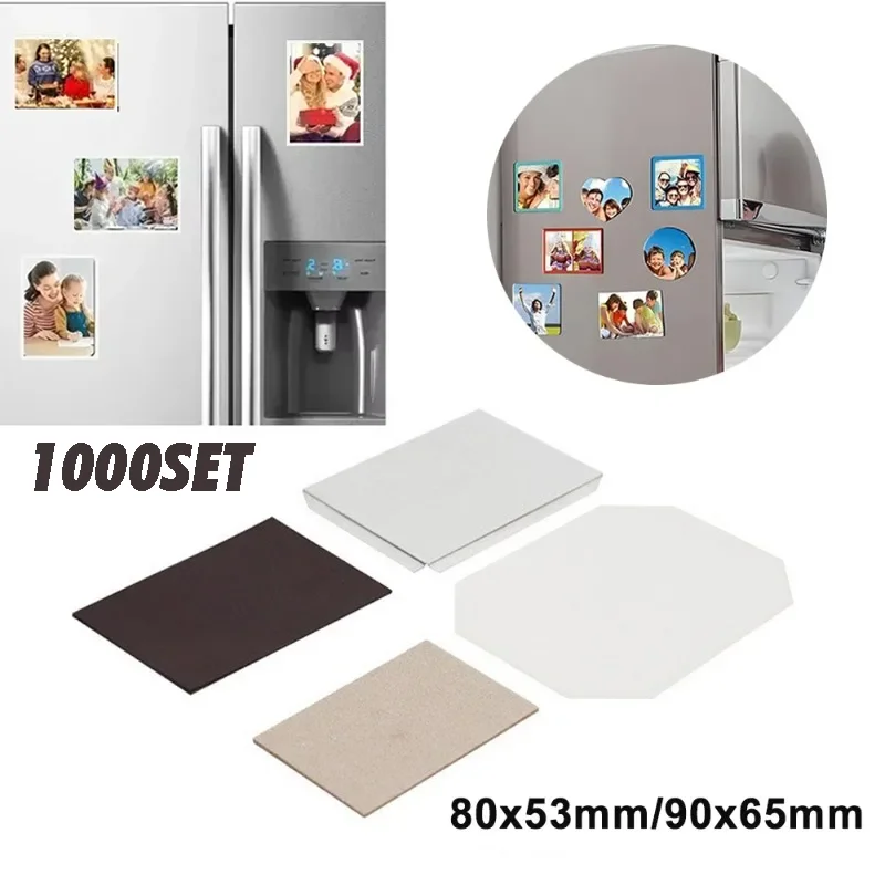 53x80mm /65x90mm 1000 Sets Rectangular Fridge Magnet Maker Machine Supplies for DIY Photo Refrigerator Button Press Consumables