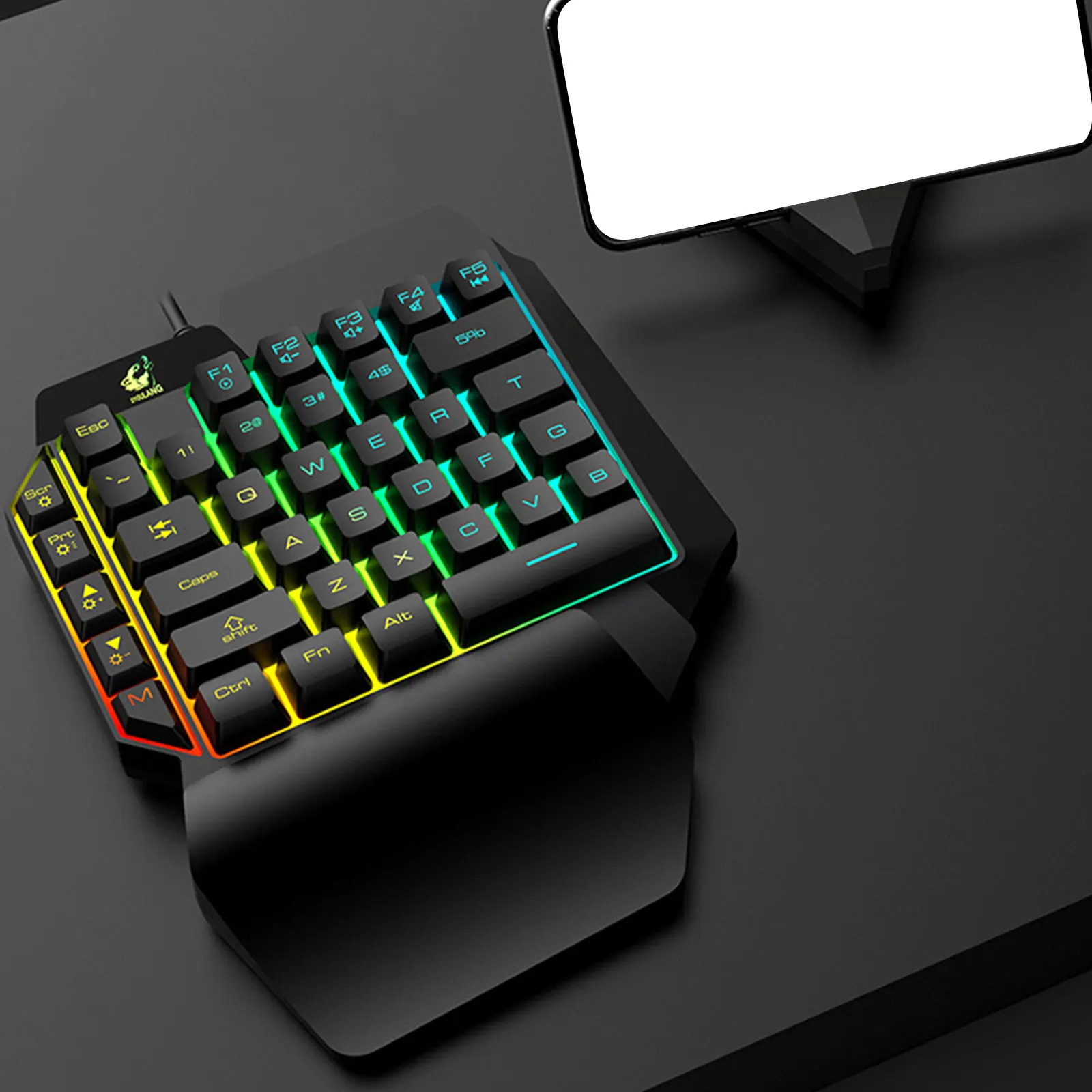 

1Pc K15 Compact Lightweight Left Hand Mechanical Keyboard Rgb Backlit Game Keypad For Laptop Computer Easy Install Black