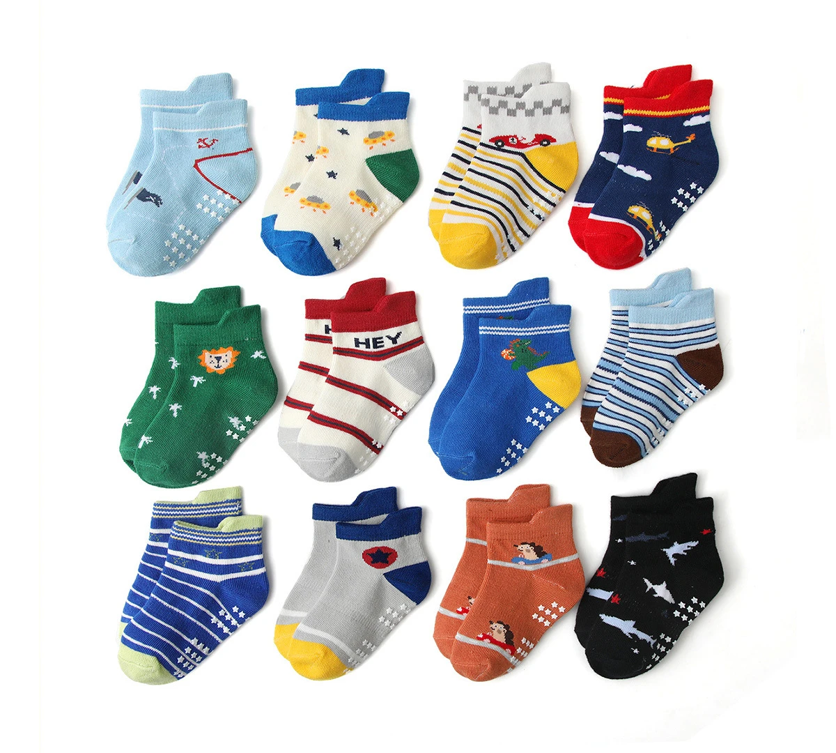 12 Double Spring Summer Autumn New Baby Cartoon Fashion Breathable Comfortable Non-slip Spot Glue Fall Soft Cotton Boat Socks