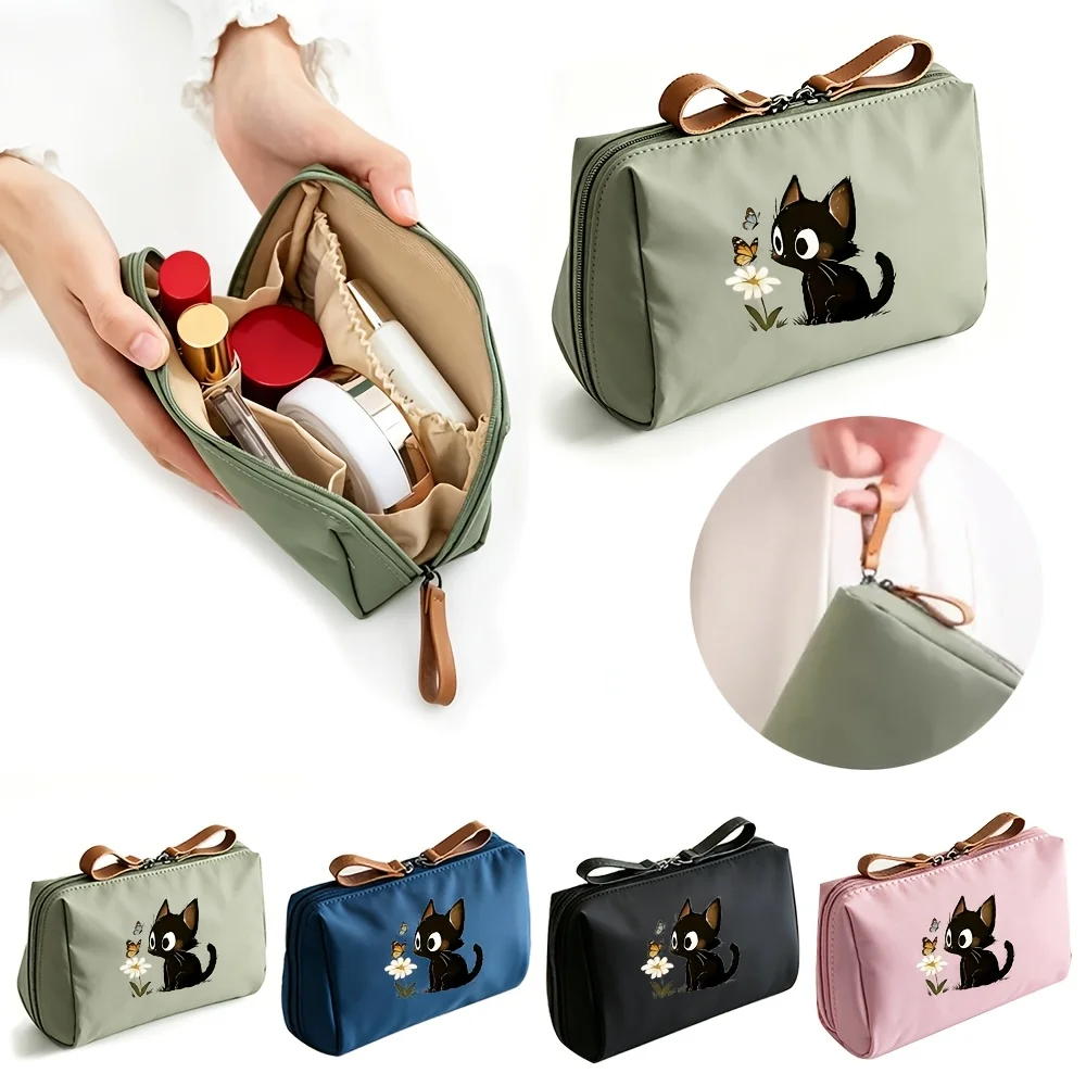2026 Cute Cat Small Solid Color Portable Makeup Bag, Travel Cosmetic Pouch, Storage Organizer For Daily Use Woman Bag