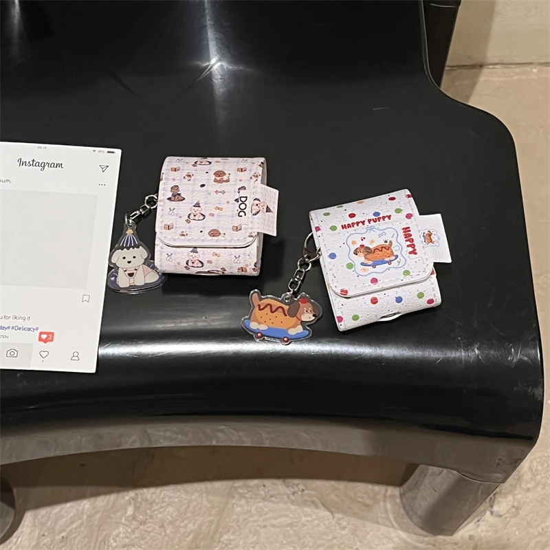 เคสหนังลายการ์ตูนลูกสุนัขน่ารัก ลายตาราง สำหรับ AirPods 1 หรือ 2 3 4 AirPods Pro3 Pro 2