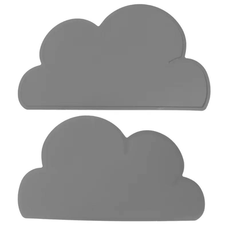 2pcs Children Cloud Shape Placemat Silicone Waterproof Heat Insulation Feeding Plate PlacematGray