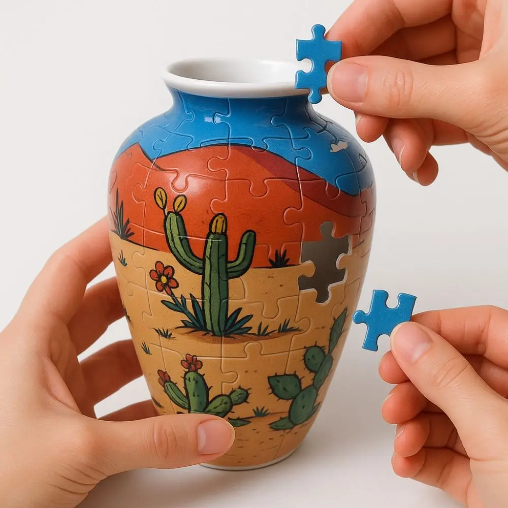 

Creative 3D Puzzle Vase DIY Waterproof Flower Arrangement Vase Artistic Arrange Flowers Home Decoration Vase Housewarming Gift