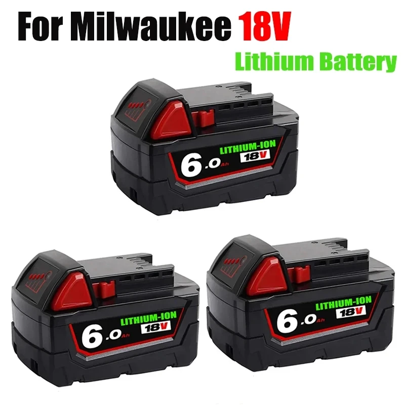 New 18V 6Ah Replacement for Milwaukee M18 XC Lithium Battery 48-11-1860 48-11-1850 48-11-1840 48-11-1820 Rechargeable Battery