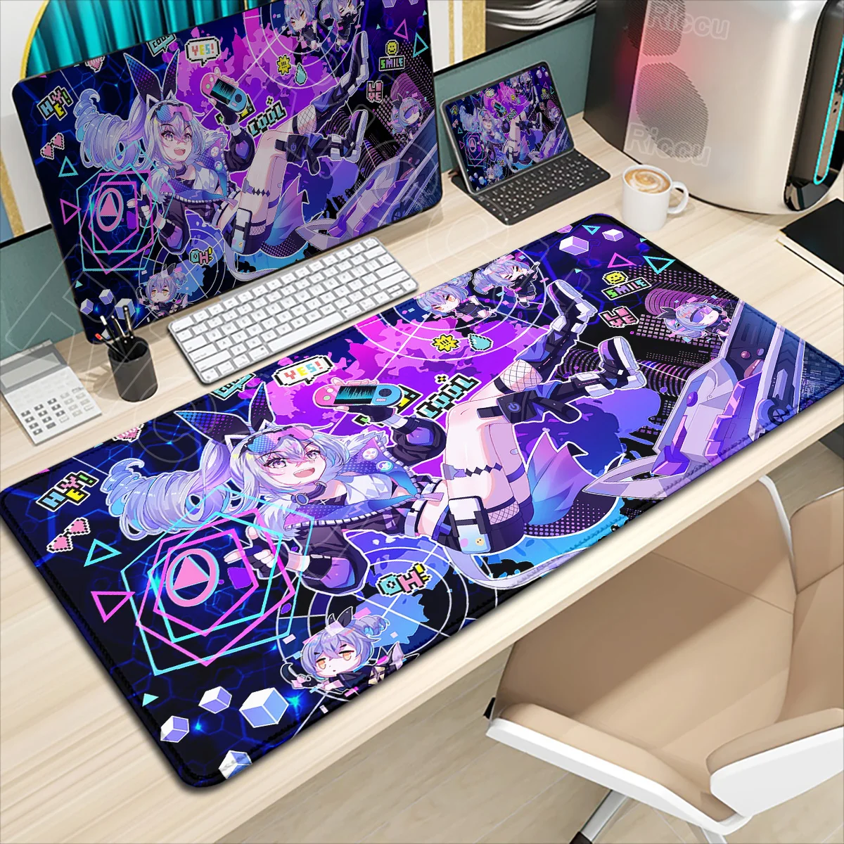 Anime Cute March 7th Mousepad Honkai Star Rail Mouse Pad Locking Edge Mice Mat Office Large Non-Slip Keyboard Mat Sparkle Huohuo
