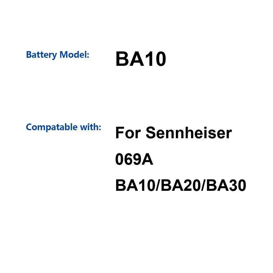 

BA10 Экологически чистый беспроводной микрофонный приемник Батарея для Sennheiser 069A BA20 BA30 1960 мАч Надежная мощность