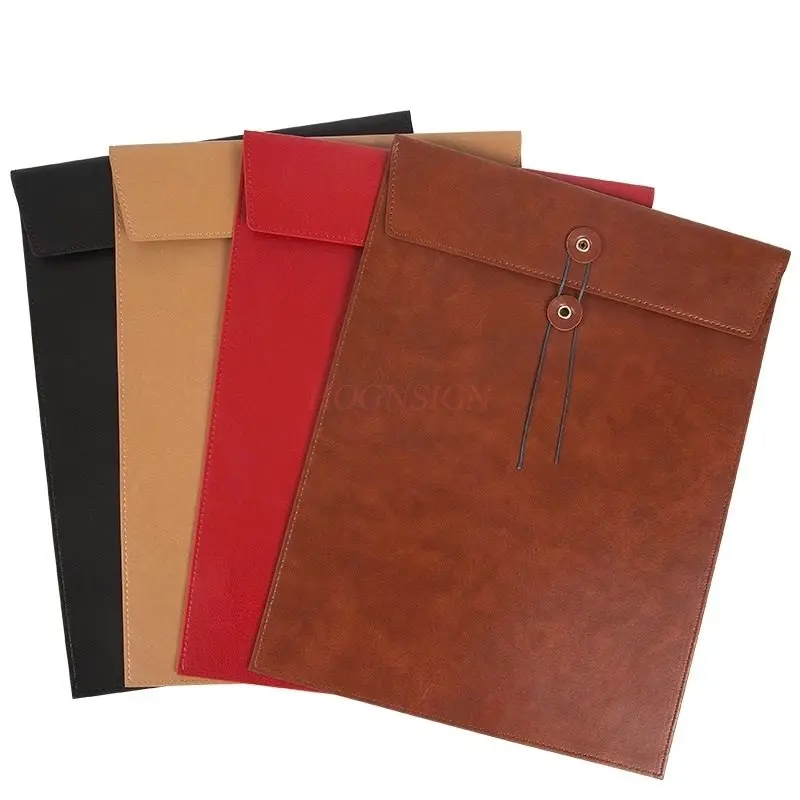 A4 Business Leather Document Bag Large Capacity Handheld Simple Data Archive Bag High end Meeting Storage Bag Bid