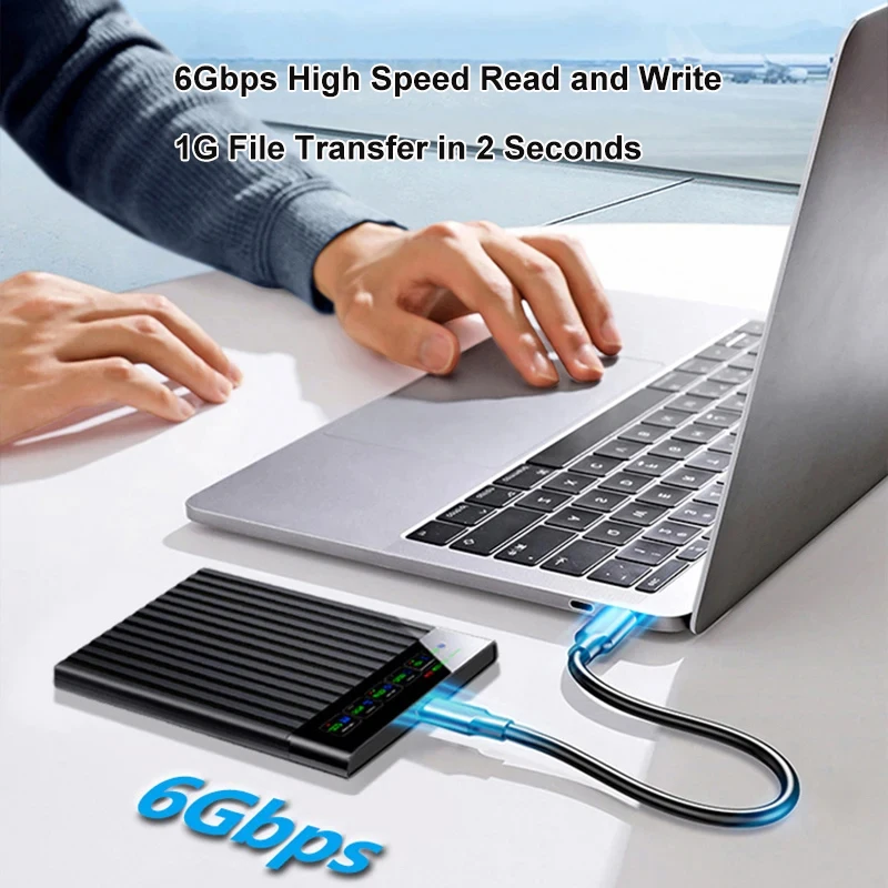 2.5'' HDD Enclosure SATA to USB3.1 External Hard Drive Case LED Display 6Gbps HDD SSD Hard Drive Enclosure Storage Case for PC