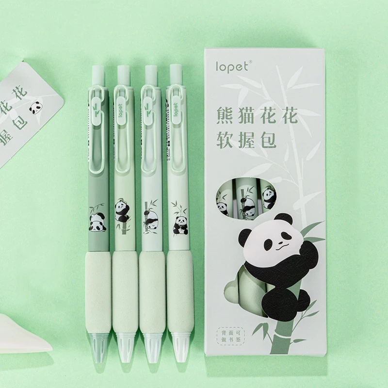 4PCS/Pack Panda Series 0.5MM Gel Pen For Students Soft Touch Writing Pen Black Refill Stationery Pen Office School Supplies New