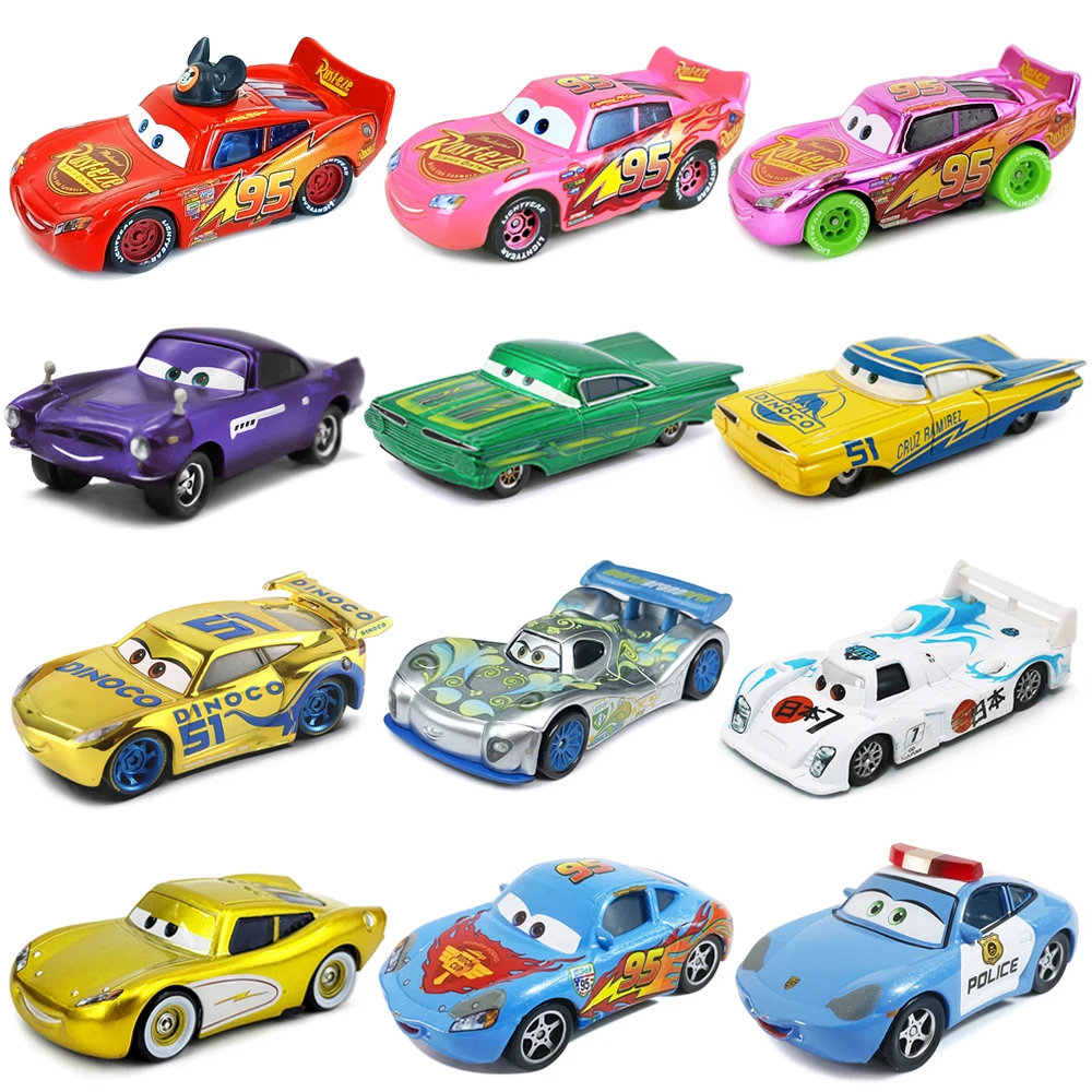 Juguete de coches de Disney Pixar, Lightning McQueen, Carla Cruz, Ramone, Sally Finn, modelo de coche de aleación de Metal, regalo de cumpleaños para niños