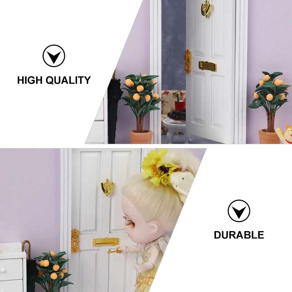 1 قطعة أثاث صغير أربعة شبكة باب خشبي Diy بها بنفسك ديكور المنزل الحرفية المشهد حديقة محاكاة شقة صغيرة باب خشبي