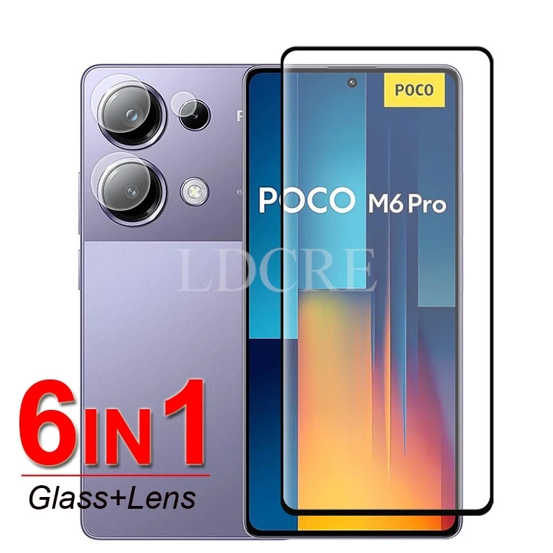 

For Xiaomi POCO M6 Pro Glass For POCO M6 Pro Tempered Glass Full Glue Screen Camera Lens Protector Film For POCO M6 Pro Glass