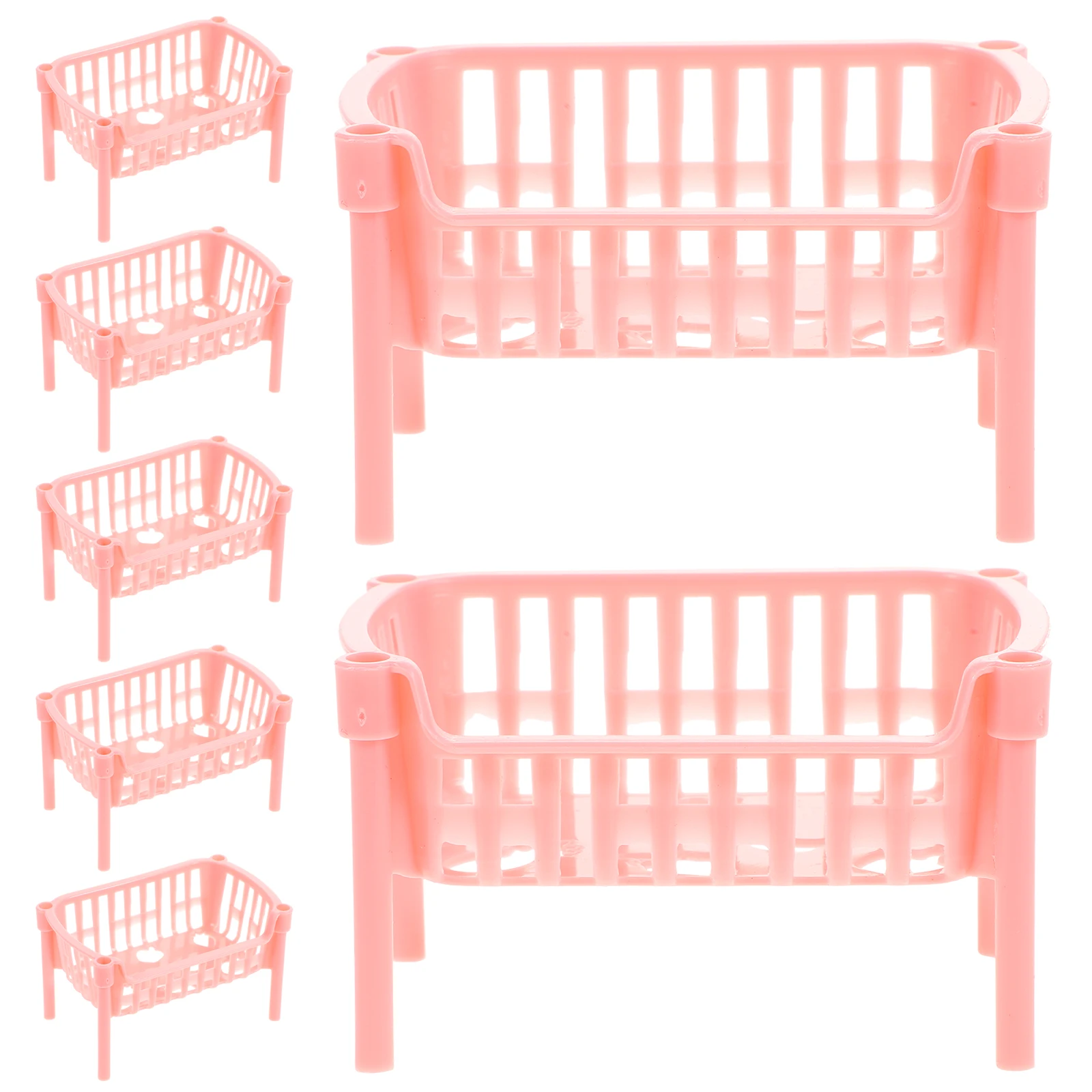 

10pcs Miniature Shelf Pink Plastic Storage Rack House Furniture Mini House Accessory Model Toy Child Mini Storage Solution