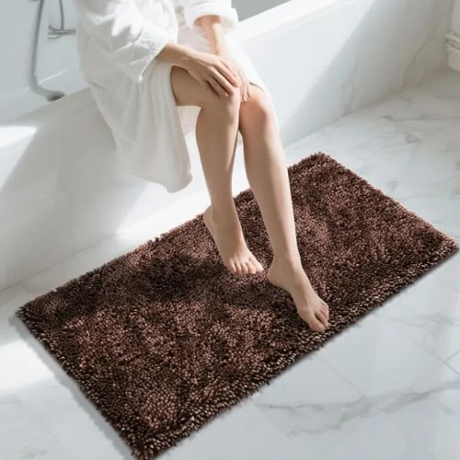 

Длинный нескользящий коврик для ванной 44x24 дюйма, очень толстый, мягкий, впитывающий, из синели, машинная стирка, быстросохнущий, для ванной комнаты