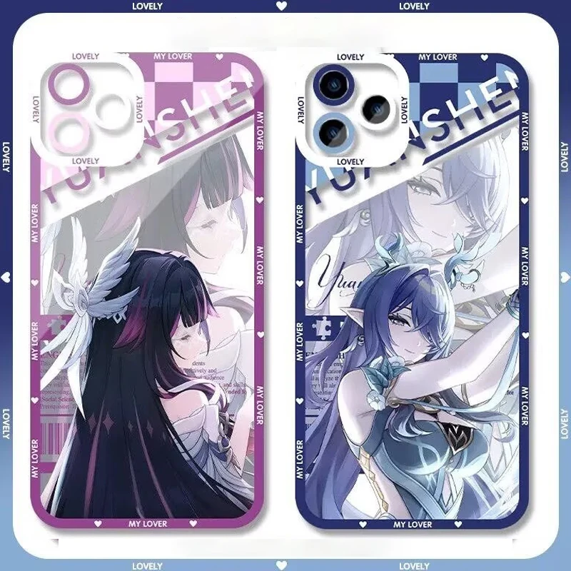 Genshin Impact Flins Columbina Varka Sandrone Phone Case For IPhone 16e 16 15 14 13 12 11 17 Pro Max XR XS Max Plus Mini Clear - náhled 4