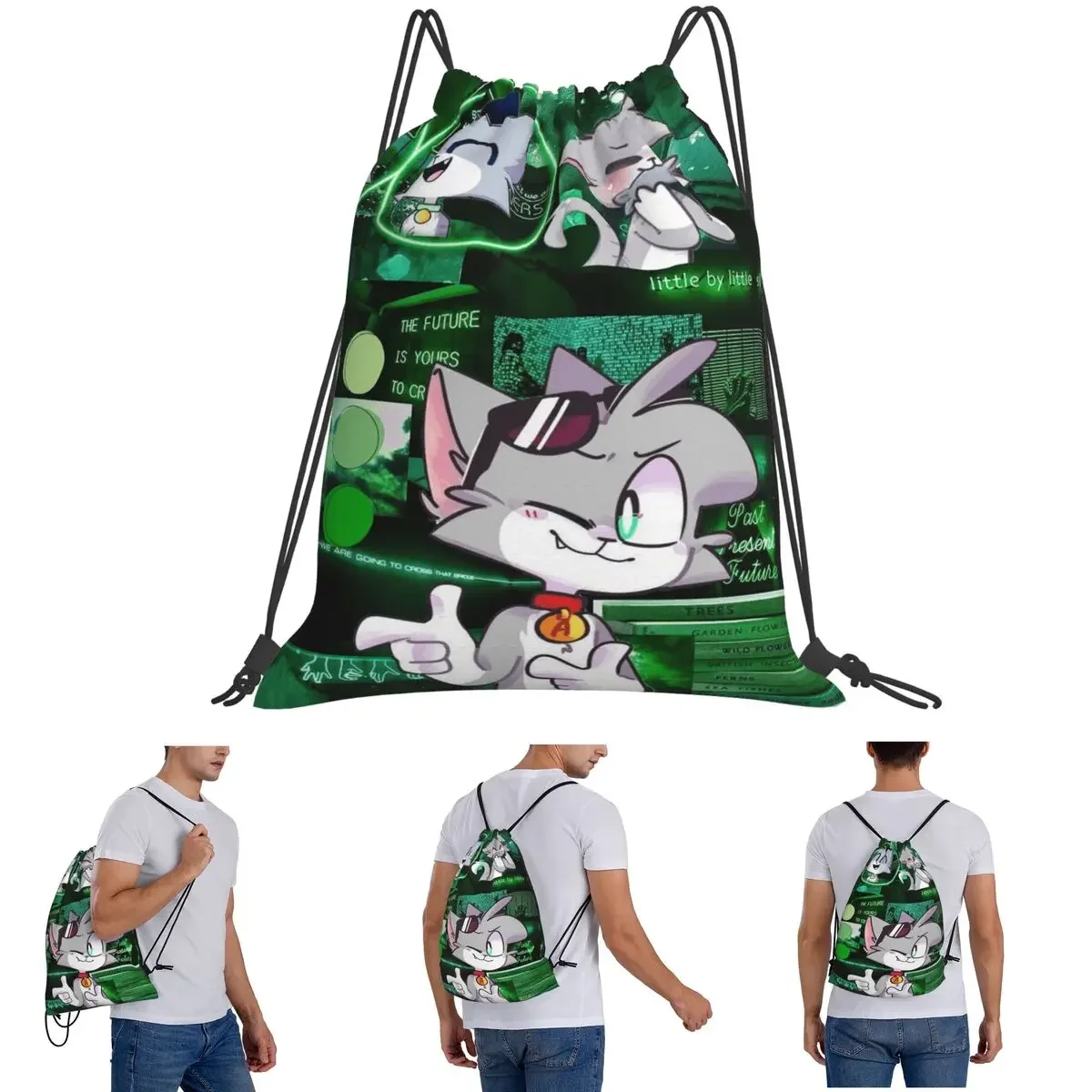 

Популярные забавные рюкзаки с изображением акникса, повседневные портативные рюкзаки на шнурке, карманная сумка для мелочей, сумки для книг для мужчин и женщин, школьные сумки