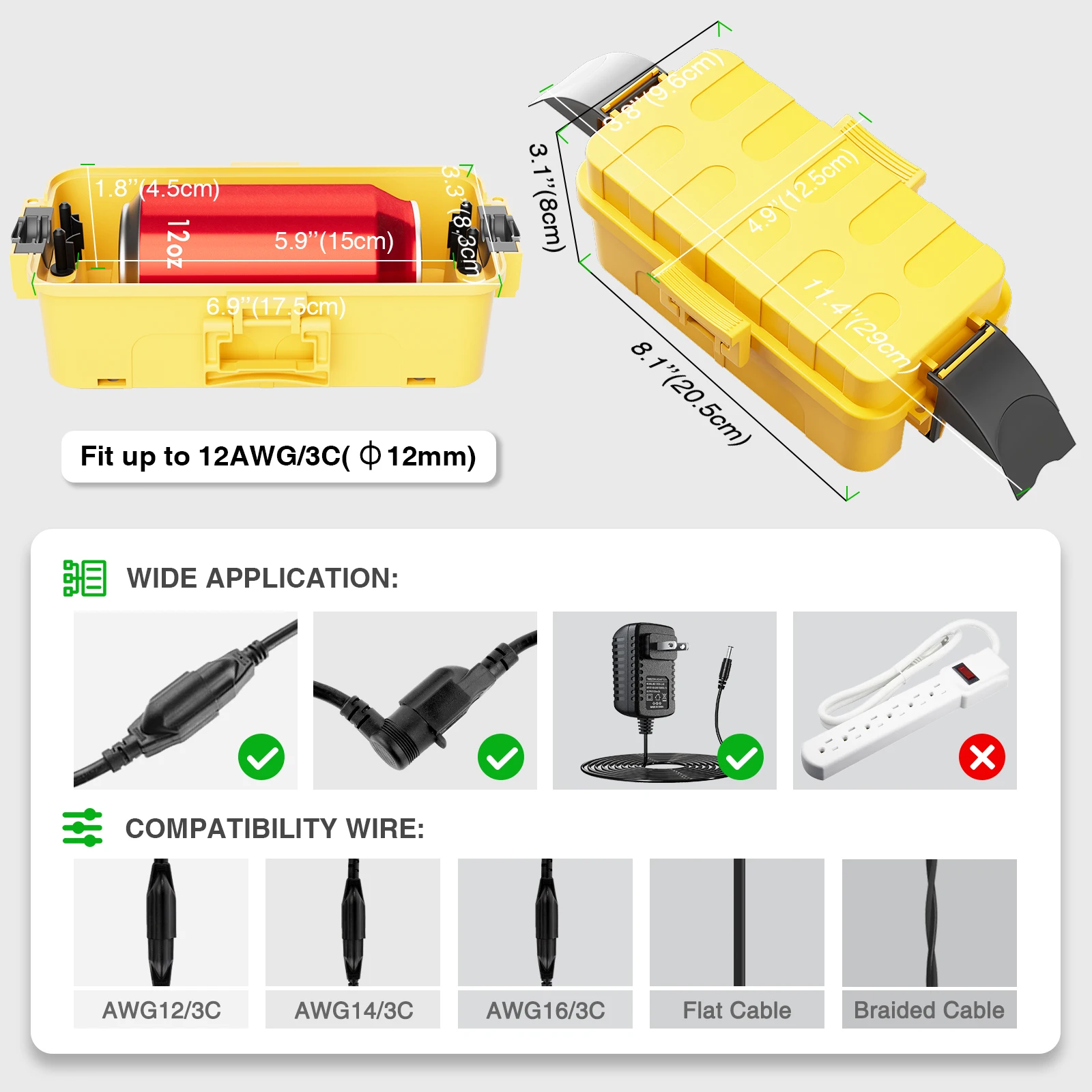 صندوق كهربائي خارجي مقاوم للماء صندوق وصلات مقاوم للماء كديكور عيد الميلاد لأسلاك التمديد الخارجية شرائط الطاقة الخفيفة التوصيل #5