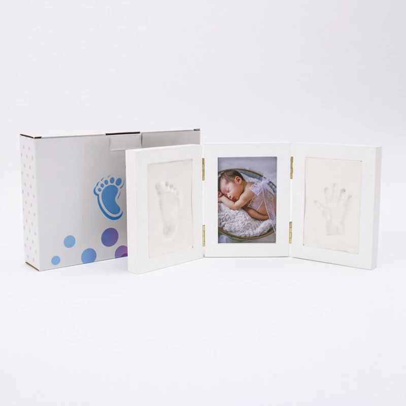 5 Inch Tri-Fold Without Cover Newborn Baby Foot Print Picture Frame Baby DIY Souvenirs Toy Gift