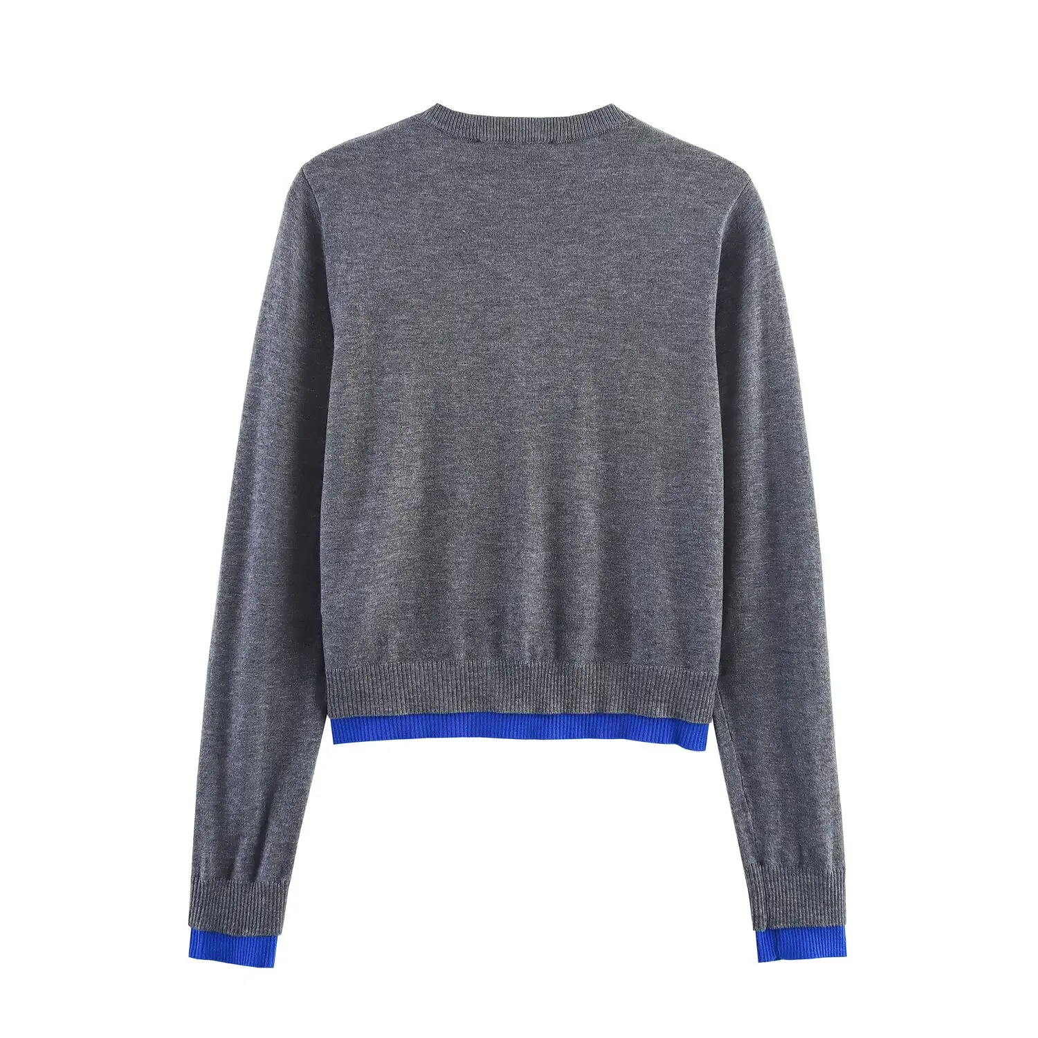 KONDALA Casual 2025 Knit Women Patchwork Vintage Sweaters O-Neck Single Breasted Knitwear Streetwear Chic Elegant Mujer Tops