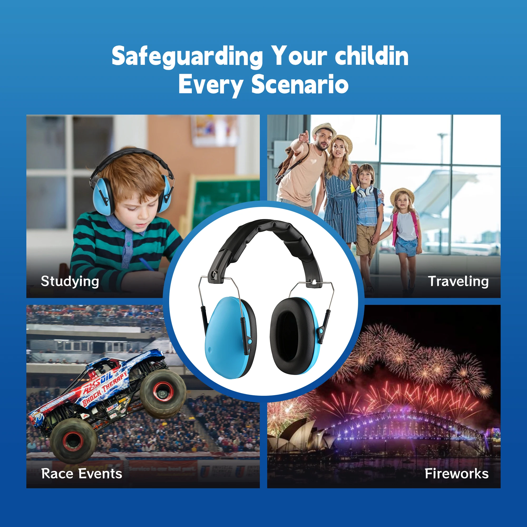 Kid Ear Protection Baby Noise Earmuffs Noise Reduction Ear Defenders earmuff for children Adjustable nrr 25db Safety Muffs