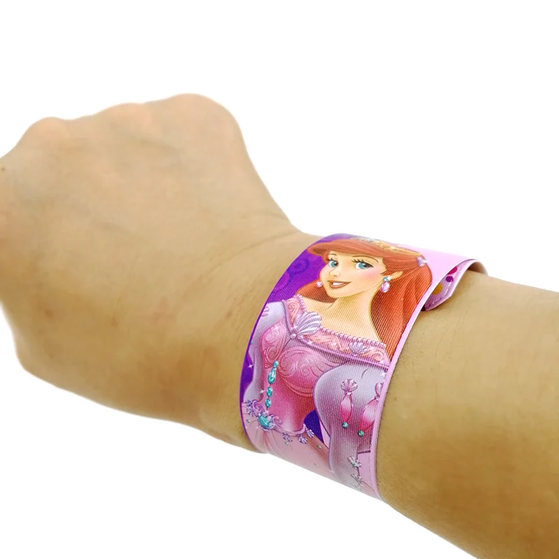 12PCS Kids Happy Birthday Party Favor Princess Frozen Elsa Anna Slap Bracelet Party Gift Souvenir Cute Giveaway