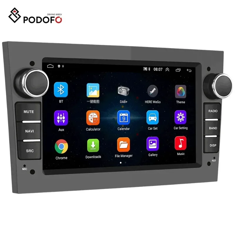 Podofo 2 Din Radio Car Android 10.0 GPS Navigation WiFi BT FM Autoradio Audio for Opel Corsa/Astra/Vectra/Zafira/Combo