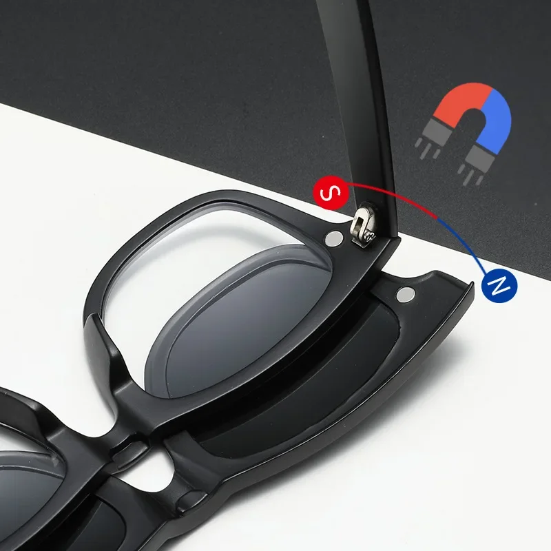 Braz 6 In1 الرجال الاستقطاب قصر النظر النظارات الشمسية الكلاسيكية البصرية مشبك مغناطيسي وصفة طبية مخصصة نظارات نسائية الإطار-0.5 ~-10 #5