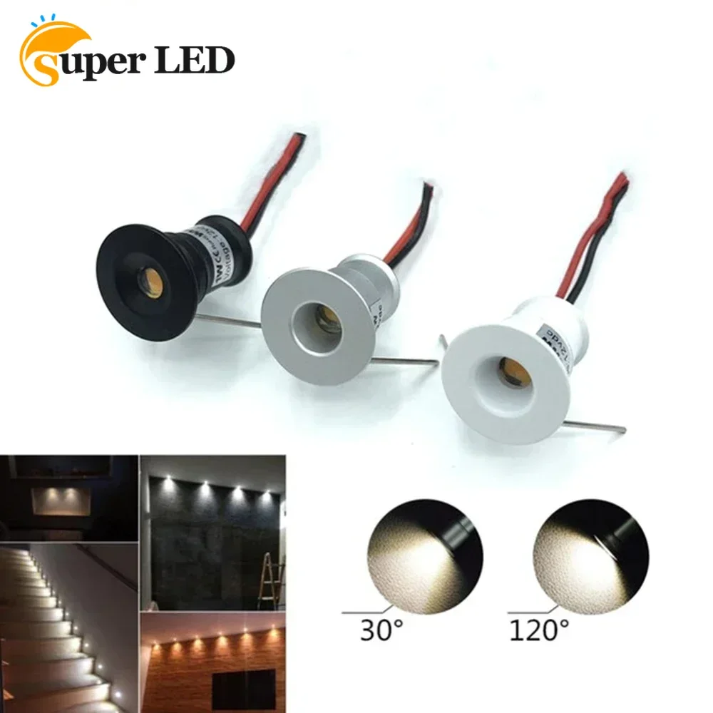 

1W Ceiling Downlight Mini LED Downlight 12V Dimmable Spotlight IP65 Staircase Cabinet Light 15mm Recessed Bedroom Spot Light