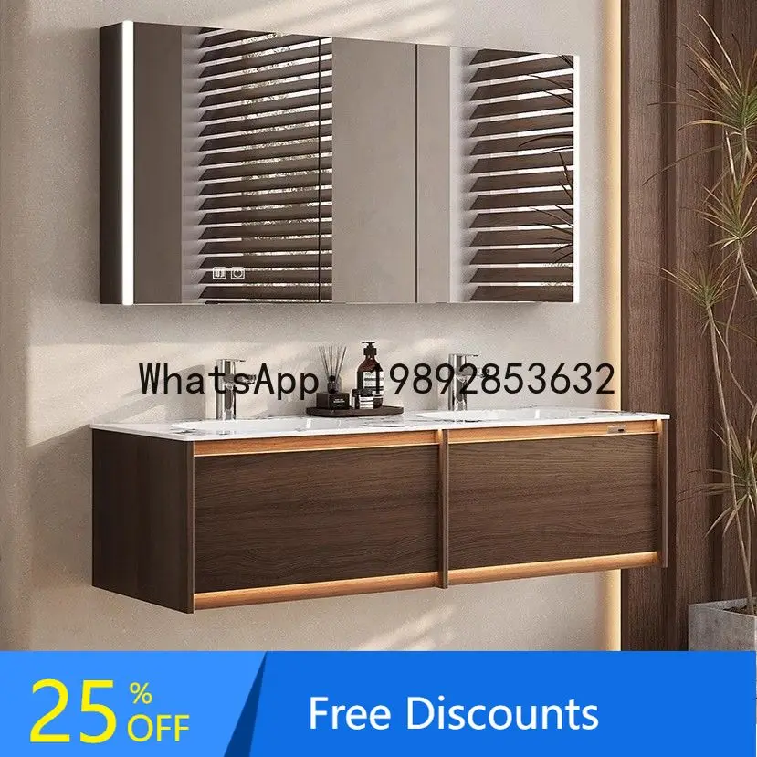 YFY Vintage Style Oak Lacquer Bathroom Cabinet Washbasin Combination Bathroom Sink Cabinet with Rock Board