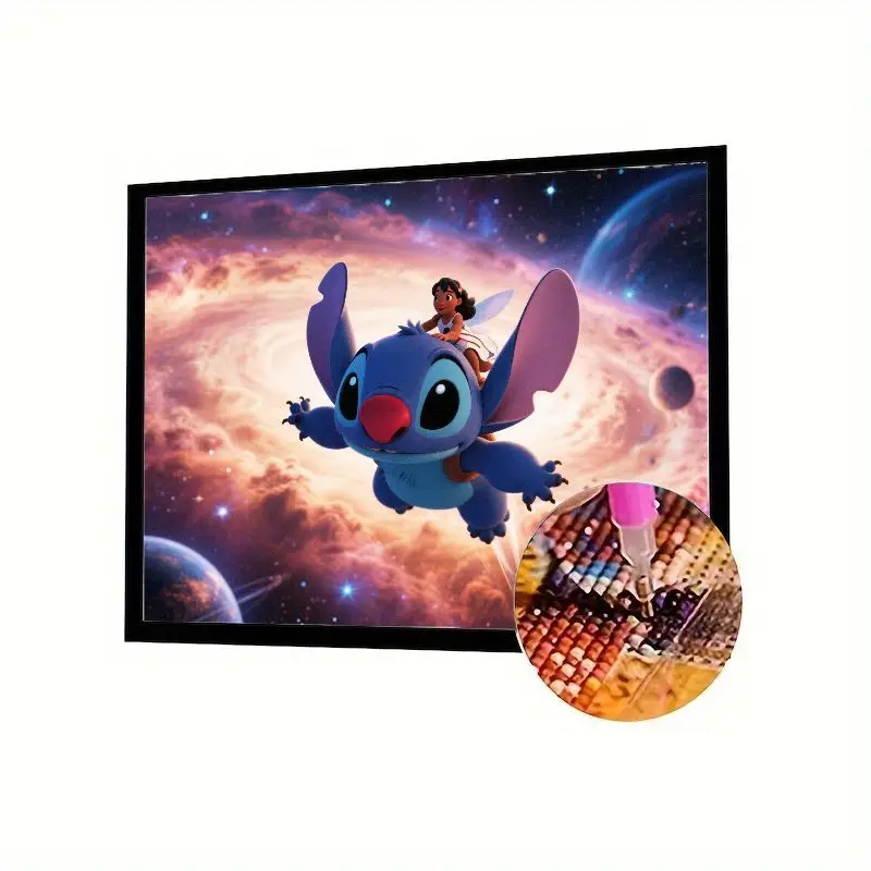 

1 шт. Лило и Стич Космическая Галактика Приключения 5D Полный дрель Набор для алмазной живописи - Милый мультфильм Чужой и девушка со стразами, вышивка D