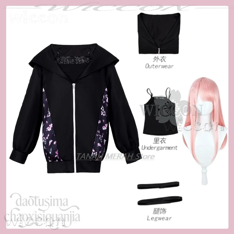 

Adult Carnival Costumes Akiyama Mizuki Cosplay Anime Game Project Sekai Crossover ZOZOT Floral Pattern Black