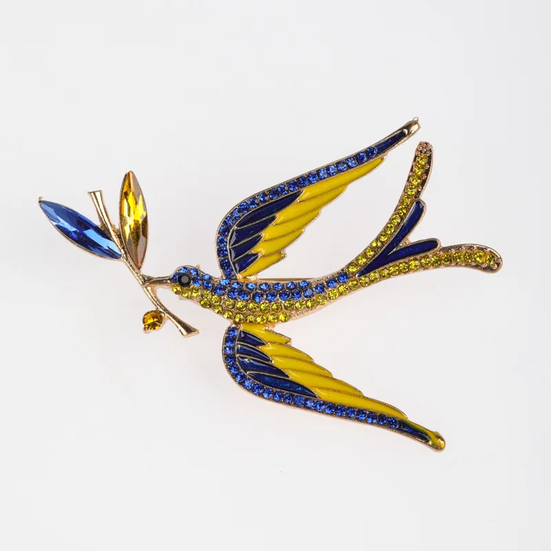 الكورية الموضة الراقية المينا بالتنقيط النفط ابتلاع عقد فرع دبابيس أنيقة الإبداعية حجر الراين الطيور بروش التلبيب دبابيس الهدايا