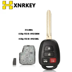 XNRKEY For Toyota Camry Corolla 2012 2013 2014 2015 2016 2017 4 Button Remote Car Key 314.4Mhz with G H Chip HYQ12BDM HYQ12BE