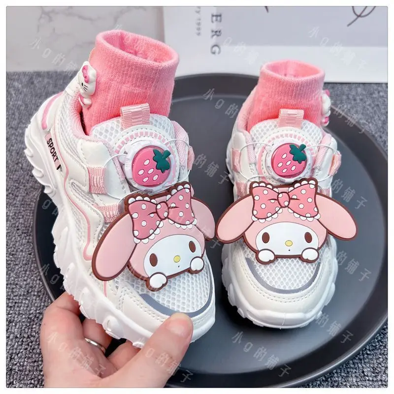 Sanrio Children's Sneakers Cartoon Breathable My Melody Medium Sized Big  Boy Girl Casual Rotating Outdoor Shoes Cute New Style