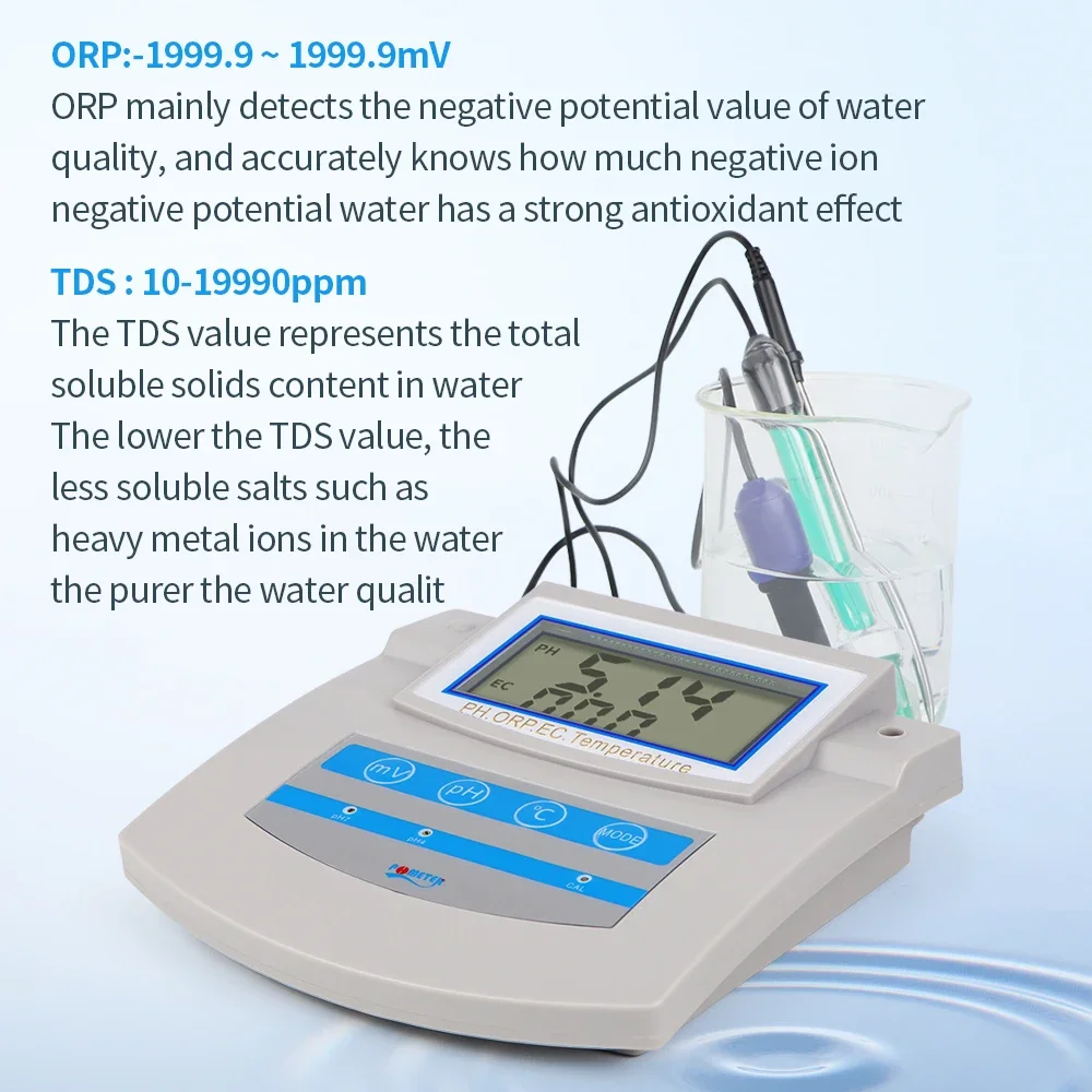 6 in 1 벤치탑 PH/EC/CF/OR/TDS/온도 디지털 PH 미터 테스터 다기능 수질 검사기