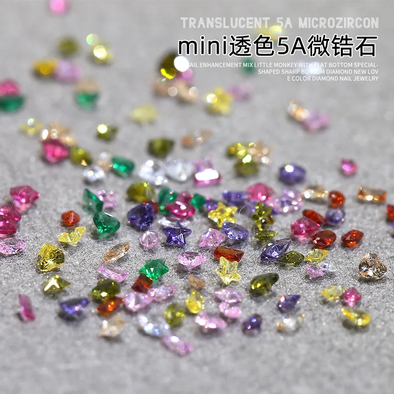 

50PCS Sparkle Mini 5A Zircon Translucent Glitter Sharp Diamonds Crystal Nail Art Rhinestones Jewel Decorations Manicure Charms