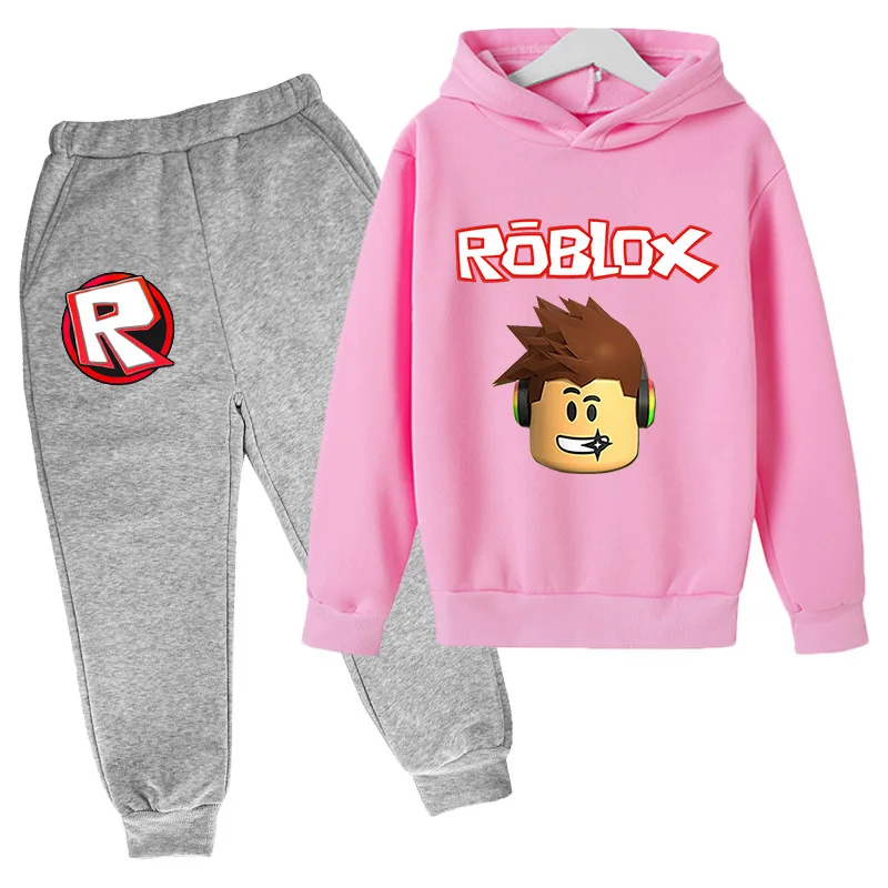 شعبية Roblox هوديس الملابس أنيمي ربيع الخريف صبي فتاة هوديس مجموعة طفل Harajuku سترة أنيقة على الموضة القمم + بدل رجالي