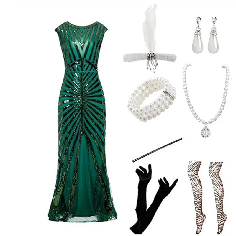 

Gatsby Theme Sequin Evening Dr Vintage Tailored Gown Women's Ball Dr Sparkling Cotail Par Long Skirt